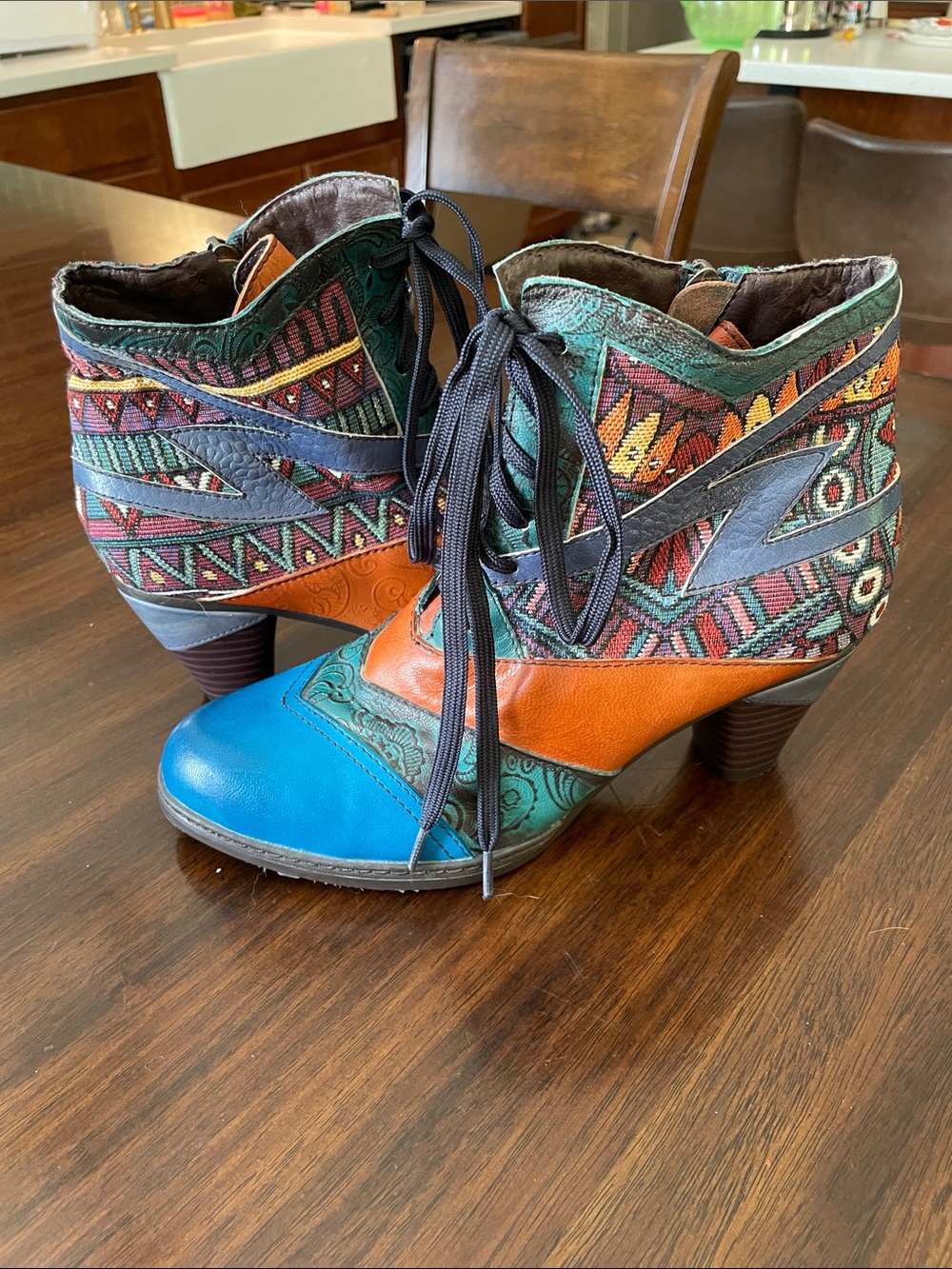 Patchwork Leather Boots